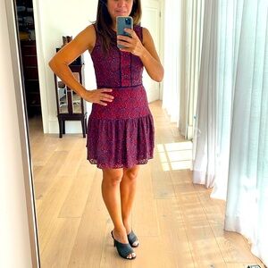 Parker dress purple and red embroidered size Medium